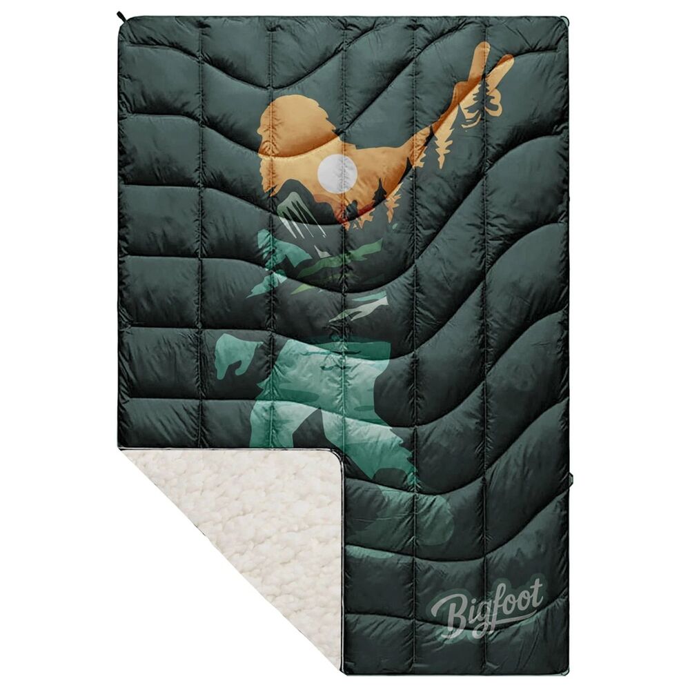 Bigfoot Peace Puffy Blanket Green Mountain Sunrise Scene Camping Sasquatch 50X60